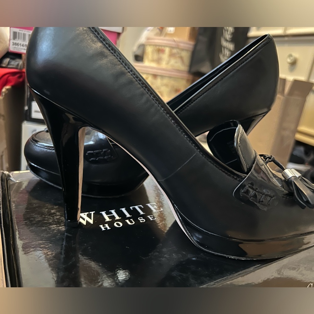 WHBM heels with tassels, size 10